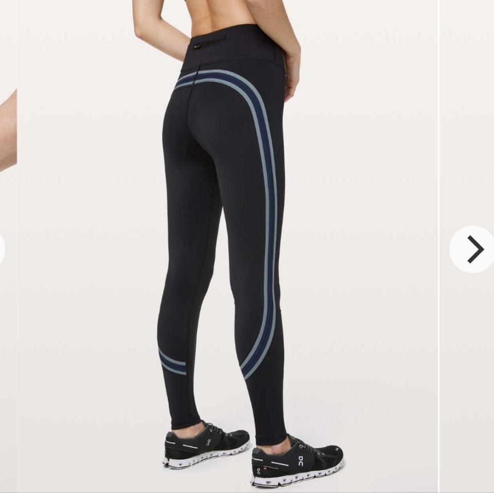 #254. Lululemon Run Crew Tight 28" ( Black/True Navy/ Steam Blue) - Picture 2 of 13
